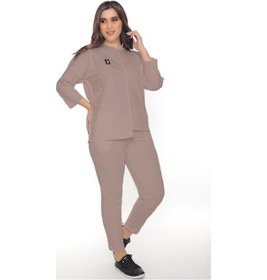 Resim Lady Majestic Cotton 1. Kalite Büyük Beden Özel Tasarım Eşofman Takımı Vizon 