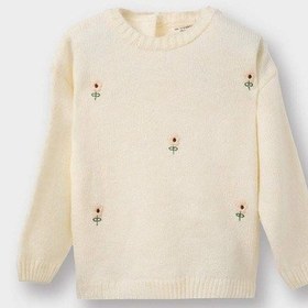 Resim Defacto Kız Bebek Bisiklet Yaka Çiçekli Triko Kazak F2632a525wner134 Ekru-er134 