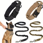 Resim Dayanıklı Taktiksel Köpek Tasması & Tasma Seti - Ayarlanabilir, Metal Toka & D-Halkalı Dayanıklı Polyester, Tüm Köpek Boyutları İçin Mükemmel - Siyah, Zeytin Yeşili, Bej Renklerde Mevcut, Köpek Tasması ve Tasmaları 