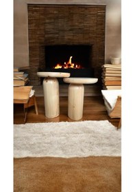 Resim Wood Ahşap 2 Li Set Mantar Yan Sehpa Modern Fiskos / Çiçeklik / Zigon Kahverengi 