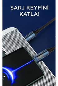 Resim Pmr Nothing Phone (1) ile uyumlu 60w type c kablo led göstergeli alüminyum uçlu naylon örgü 