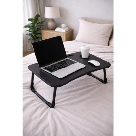 Resim Hodbehod Yatak Koltuk Üstü Laptop Tablet Sehpası Katlanır Siyah Ayaklı Çalışma Kahvaltı Masası 