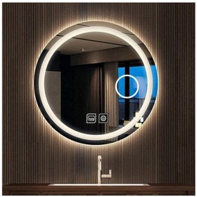 Resim GLOBAL LED MIRROR 75 Cm Makyaj Aynalı Dokunmatik Tuşlu Buğu Yapmayan Ledli Yuvarlak Banyo Aynası 