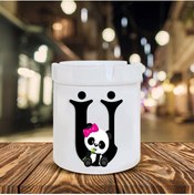 Resim Genel Markalar Panda Desenli Ü Harfi Baskılı Seramik Şık Küllük 