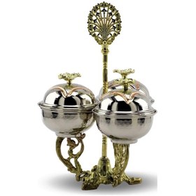 Resim Üçlü İşlemeli Bakır Lüx Baharatlık Bakır 