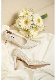 Resim Radius Sedef Beyaz İnci Detaylı Gelin Ayakkabısı Sedef Beyaz 