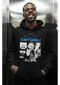 Resim Sevbano Tasarım Jujutsu Kaisen Gojo Satoru Baskılı Unisex Oversize Anime Siyah 