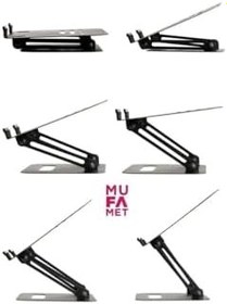 Resim Basic 2 Tüm Modellerle Uyumlu Metal Kolay Ayarlanır Katlanabilir Siyah Laptop Standı Yükseltici Laptop Sehpası 