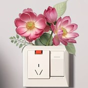 Resim 1pc Şık Floral Switch Kapak Sticker - Klasik Tarz Plastik Duvar Dekoru - Banyo, Yatak Odası, Oturma Odası için Çıkarılabilir, Kendinden Yapışkan, Temizlenmesi Kolay, Yeniden Kullanılabilir Ev Dekoru Aksesuarı 