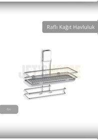 Resim Jet's Home Yapışkanlı Raflı Kağıt Havluluk Paslanmaz Peçetelik Çelik Banyo Havluluk Düzenleyici Gri Gri 