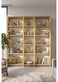 Resim Labirent Ledli Açık Kitaplık Meşe 