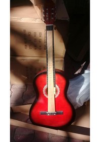 Resim Klasik Gitar 4/4 Tam Boy Kırmızı Renk Gitar-Kılıf 