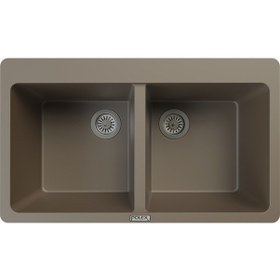 Resim Polex Cristalüx Granit Evye P-N9 Toprak 2 Hazneli Tezgah Altı Ve Tezgah Üstü Mutfak Evyesi 86x50.5 CM 