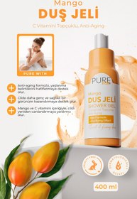 Resim Purewith Mango Duş Jeli, C Vitamini Topçuklu | Yaşlanma Karşıtı | Arındırıcı Etki | 400 ml 