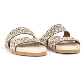 Resim Dericlub Kadın Taşlı Çift Bantlı Hakiki Deri Terlik Zy 7866 Taba Null Taba 