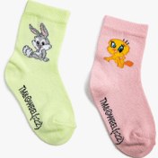 Resim Kız Bebek 2'li Bugs Bunny ve Tweety Baskılı Çorap Lisanslı 