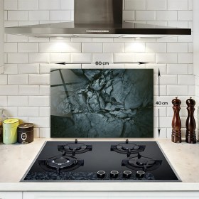 Resim Decorita Cam Ocak Arkası Koruyucu | Doğal Taş Desen | 40cm X 60cm 