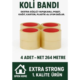Resim Toyfest 4 ADET-264 Metre Şeffaf Koli Bandı - Extra Strong 40 Micron Kalınlık, Güçlü Yapışkan 