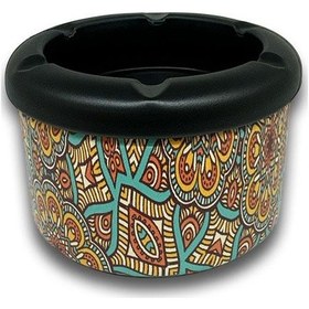 Resim Mandala Desen Metal Mini Sigara Küllüğü Turkuaz 8cm 