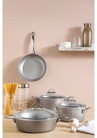 Resim Pierre Cardin Vilma Gri 7 Parça Tencere Seti Gri 