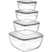 Resim Plastart Fresh Box Kare 4'lü Saklama Kabı - 600-1000-1700-4000 ml 