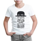 Resim Charlie Chaplin - Curtain Beyaz Çocuk Tshirt 