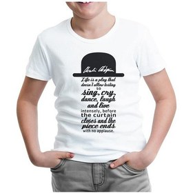 Resim Charlie Chaplin - Curtain Beyaz Çocuk Tshirt 