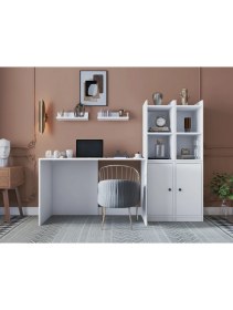 Resim Nettrends Modüler Oyuncu Masası Kitaplıklı Kapaklı Dolaplı Raflı Depolama Seti BEYAZ-NRG-OYNM-1002 
