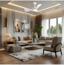 Resim Huzur Elektrik Kumandalı 3 Kanatlı Ledli Tavan Vantilatörü Beyaz Renk 