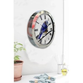 Resim Bahat Krom Çerçeveli Salon Ofis Duvar Saati 36 cm 