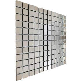 Resim MozaiKristaL Mutfak Tezgah Arası ve Iç Dekorasyon Için 23X23X4MM. Gümüş Krom, 30X30CM. Fileli Kristal Mozaik. ( 1 M2 Fiyatıdır ) 