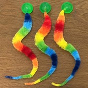 Resim 1 adet GÖKkuşağı Tırtıl Zıplayan Top Kedi Oyuncağı, Elastik Polyester Solucan PET Kedi Oyuncağı - Elektriksiz 