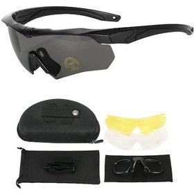 Resim Youmex Siyah Kareli Pc Polarize Atış Gözlüğü - Dışarıda Bisiklet, Av İçin - Uv400, Rüzgar/sand Korumalı - Sarı+şeffaf Değiştirilebilir Lens Seti Siyah - Gri 