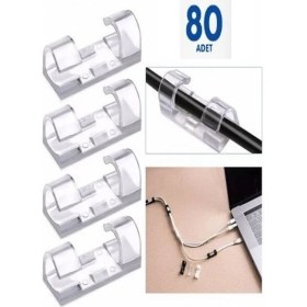 Resim Mrt Bilişim Kablo Sabitleyici Klipsler 80 Adet Kablo Düzenleyici Duvar Fayans Cam Kablo Tutucu Kablo Düzenleme 