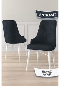 Resim Canisa Neta Serisi, 1.sınıf Babyface Kumaş Sandalye, Beyaz Gürgen Ayak, 6 Adet Antrasit Sandalye Sandalye Antrasit Ayakları Beyaz 