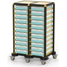 Resim Gastrolley İkili Termo Tepsi Arabası, 9 + 9 Tepsi Kapasiteli, Etrafı Açık 101 X 71 X 149 Cm 