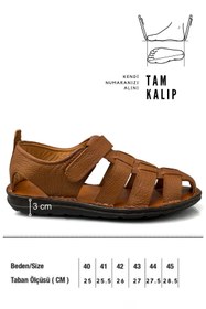 Resim sermoda %100 Hakiki Deri Burnu Kapalı Erkek Sandalet 
