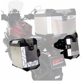 Resim Gp Kompozit Universal 40 Lt X 2 Alüminyum Motosiklet Yan Çanta Seti Gri Çok Renkli 
