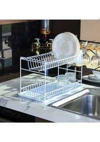 Resim Hagenömür Boyu Paslanmaz Iki Katlı Tabaklık Bulaşıklık 50 Cm Beya Beyaz 