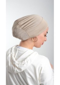 Resim Hürrem Bone Vizon Pratik Hazır Geçmeli Tesettür Bone Viskon Kumaş Sade 3003_1 Vizon 