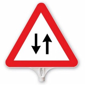 Resim Genel Markalar İki Yönlü Trafik Üçgen Levha Çift Taraflı Baskı 