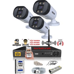Resim Ids 3 Kameralı 5mp Lensli 1080P Fullhd Gece Renkli Full Kamera Seti - Su Geçirmez - Cepten Izle 