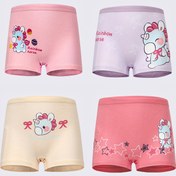 Resim 4 Paket Kız Pamuklu Boxer Külotları, Sevimli Karikatür Baskı, Orta Esnek Örgü Kumaş, Normal Kesim, %95 Pamuk %5 Spandex, Çocuklar İçin Rahat İç Çamaşırı 