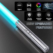 Resim MAMXUAN Metal Mini Dövüş Kılıçları İkili Paket, Şarj Edilebilir, 2'si 1 Arada Modüler Tasarım, 15 Gerçekçi Renk, 4 Mod, Cadılar Bayramı ve Doğum Günü Kostüm Oyunları İçin İdeal - Siyah/Gümüş 