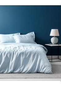 Resim Madame Coco Elicia Çift Kişilik %100 Pamuk Çizgili Saten Nevresim Takımı - Açık Mavi 8684427187340 MAVI 