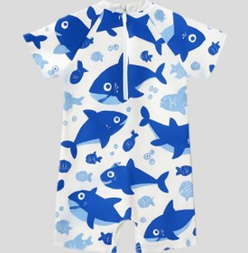 Resim My Kids Wear Boneli ,Pervaz Fermuarlı ,Güneş Korumalı Erkek Çocuk Tulum Mayo 