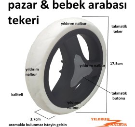 Resim Yıldırım Plastik Pazar Arabası Bebek Arabası Tekerleği Beyaz 2'li 