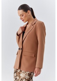 Resim Mixray 4139 Kadın Oversize Blazer Ceket Vizon 