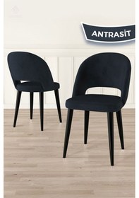 Resim Canisa Pane Serisi 6 Adet 1. Sınıf Babyface Kumaş Siyah Metal Ayak Antrasit Mutfak Sandalyesi Sandalye Antrasit Ayak Siyah 
