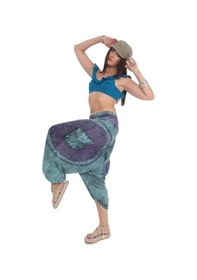 Resim Bohem Stil Hint Otantik Yıkamalı Taşlanmış Patchwork Unisex Şalvar Pantolon-9188 Indigo İndigo 